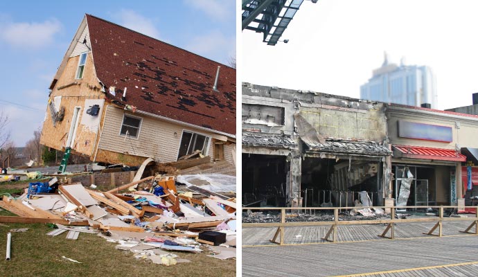 Collage of residential and commercial damage