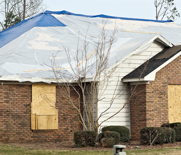 Boarded-Up house