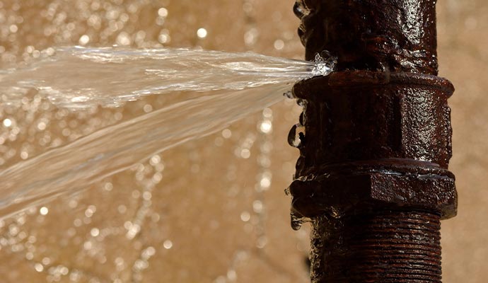 Broken water pipe emergency restoration