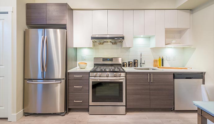 Clean modern  kitchen with appliances 