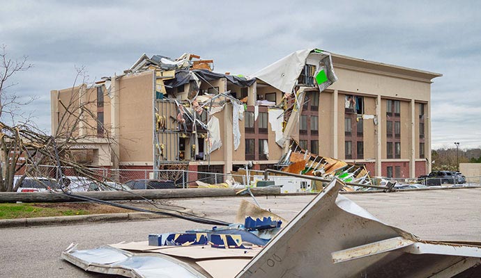 Commercial building severe storm damage