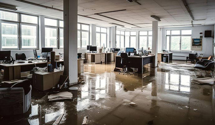 Commercial office flood water damage