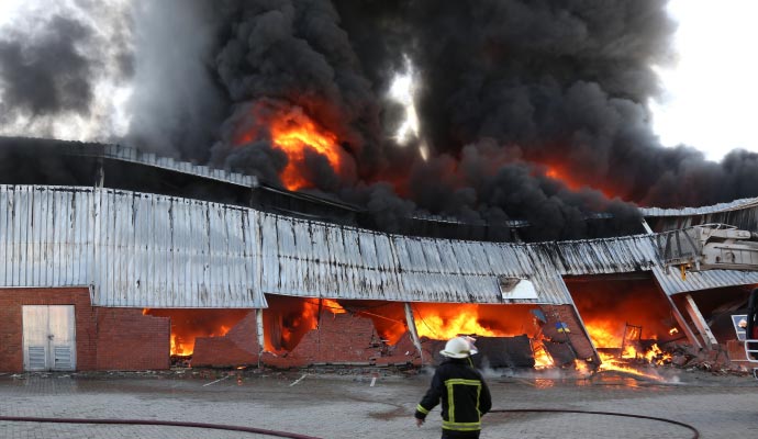 Commercial property on fire