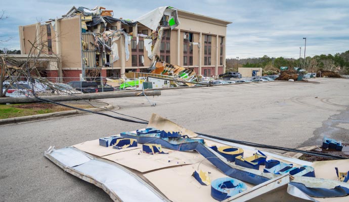 Storm damaged property