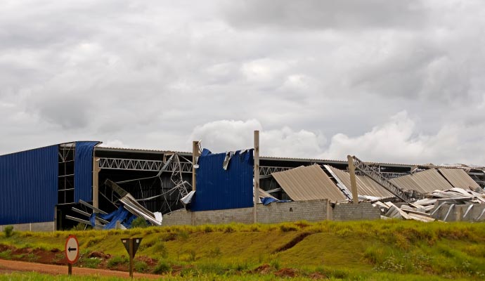storm damaged warehouse