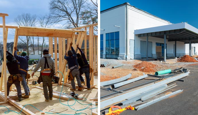 Collage of residential and commercial construction
