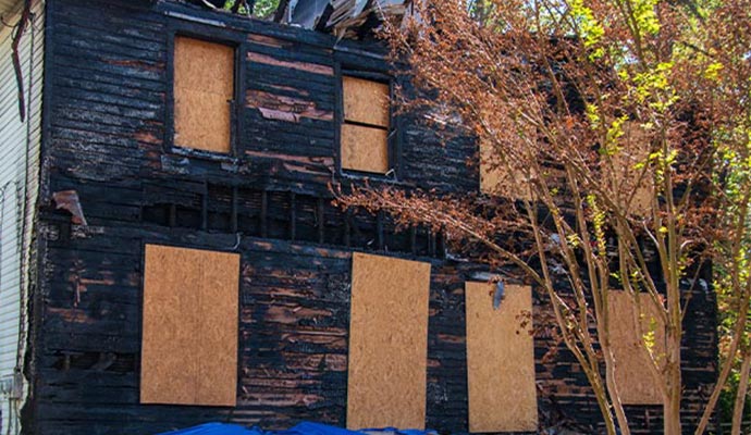 Emergency fire damage board-up service