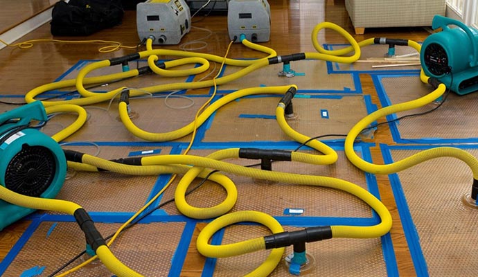 Emergency water damage restoration equipment