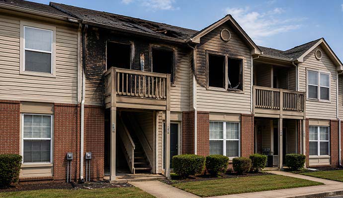 Fire damage residential house