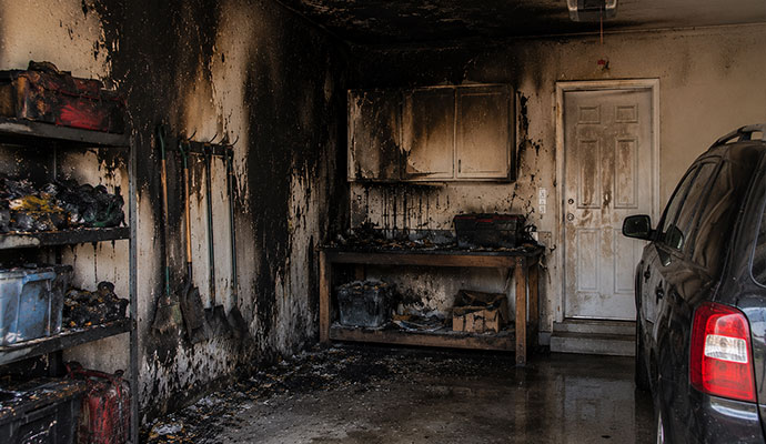 Fire damaged garage
