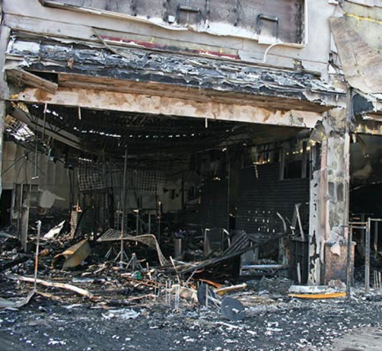 Fire damaged retail shop