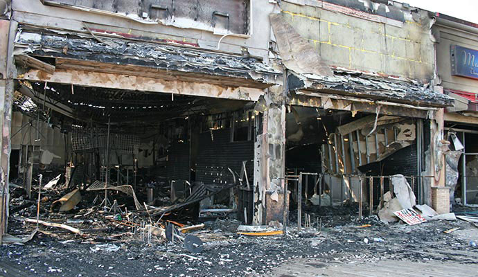 Fire damaged retail shop