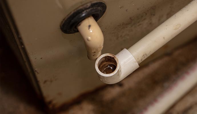 Hvac drain line clogged with water leak