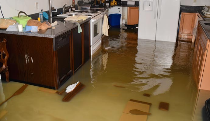 Kitchen floor flood damage