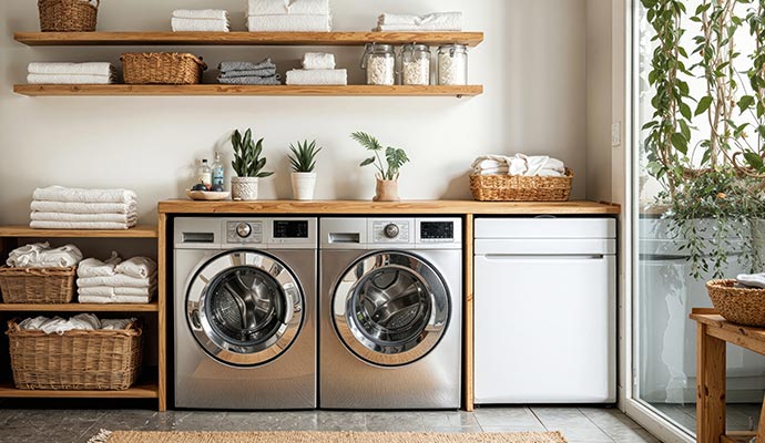 Laundry room washer dryer setup