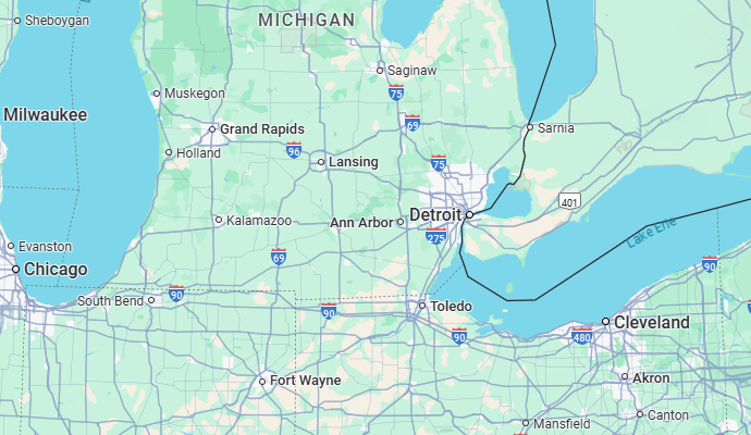 M&J Restoration Service Area Map