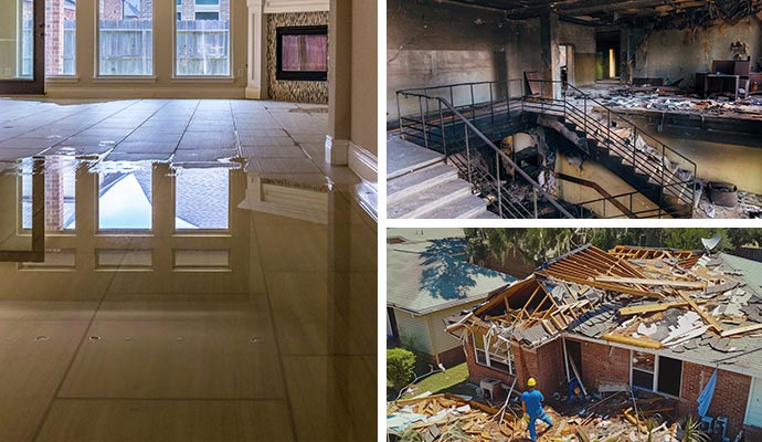 Collage of home disaster restoration