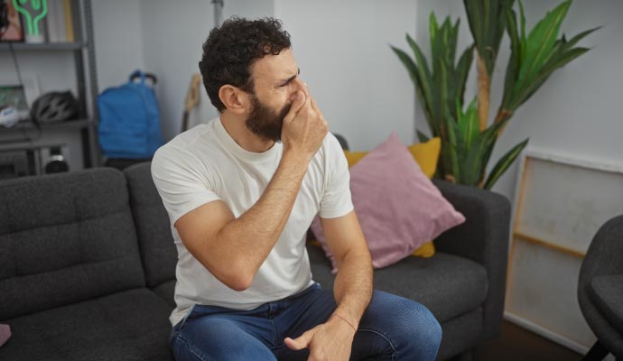 Person experiencing smoke odor problem