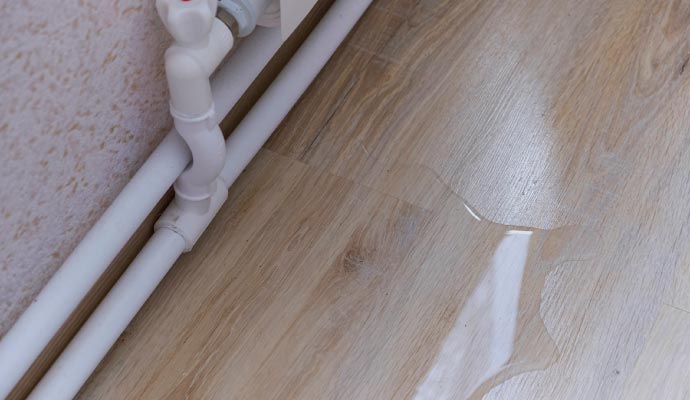 Plumbing leak damaging floor