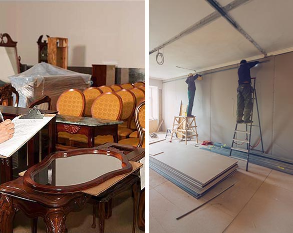 Professional reconstruction team at work