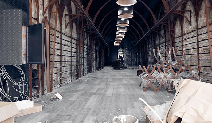 Professional restaurant reconstruction service in progress