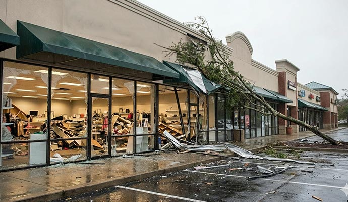 Storm and flood damaged retail store