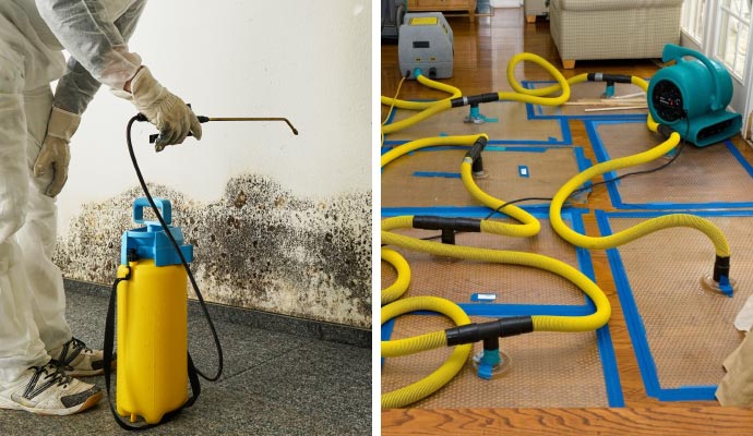 Collage of mold remediation and water extraction
