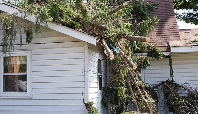 Debris damaged property