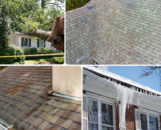Collage of different roof damages