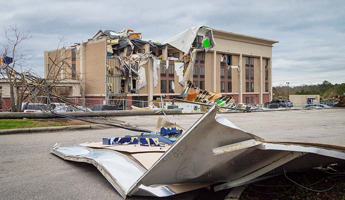 Storm damaged commercial space