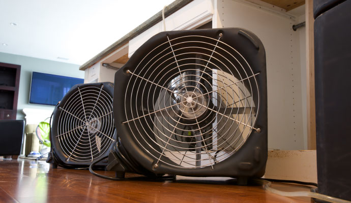 Air movers for water damage restoration