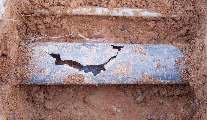 Broken underground water pipe