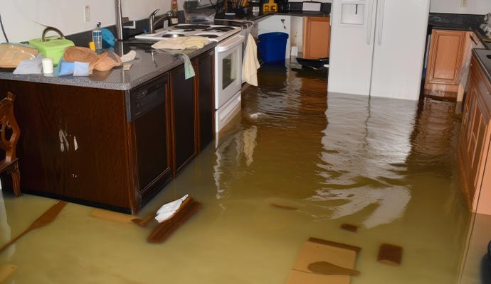 Flood damaged house interior