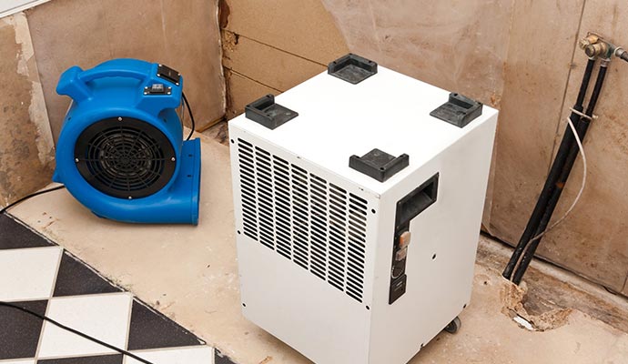 An installed dehumidifier