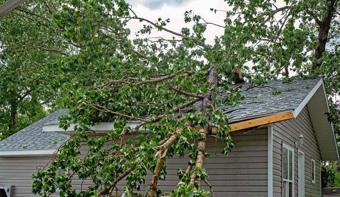Storm & flood damaged house