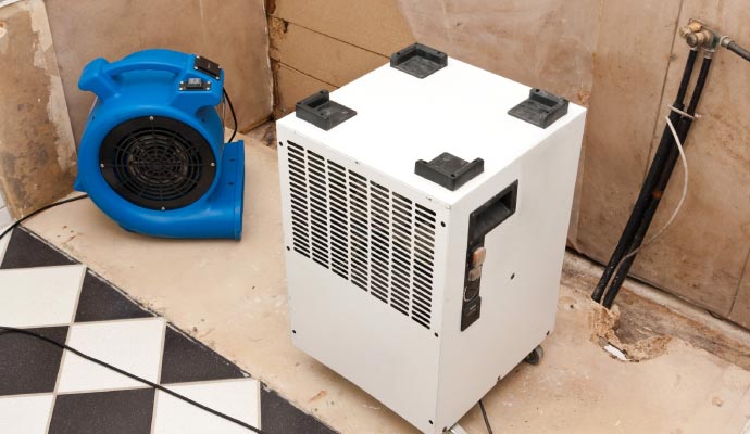 Structural drying with dehumidifiers