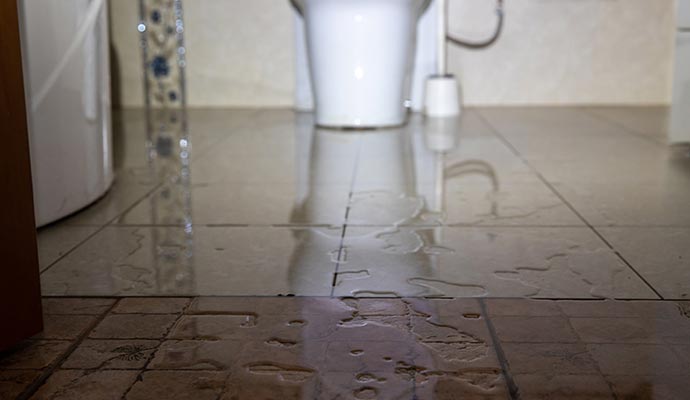 Water damaged bathroom floor Water damaged bathroom floor