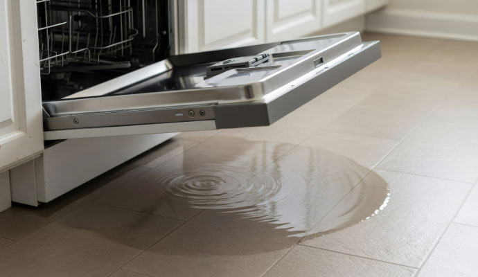 Water leaking from dishwasher