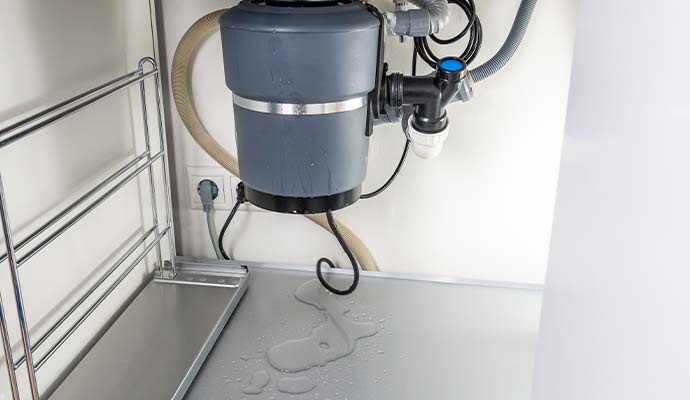 Water leaking from a garbage disposal unit